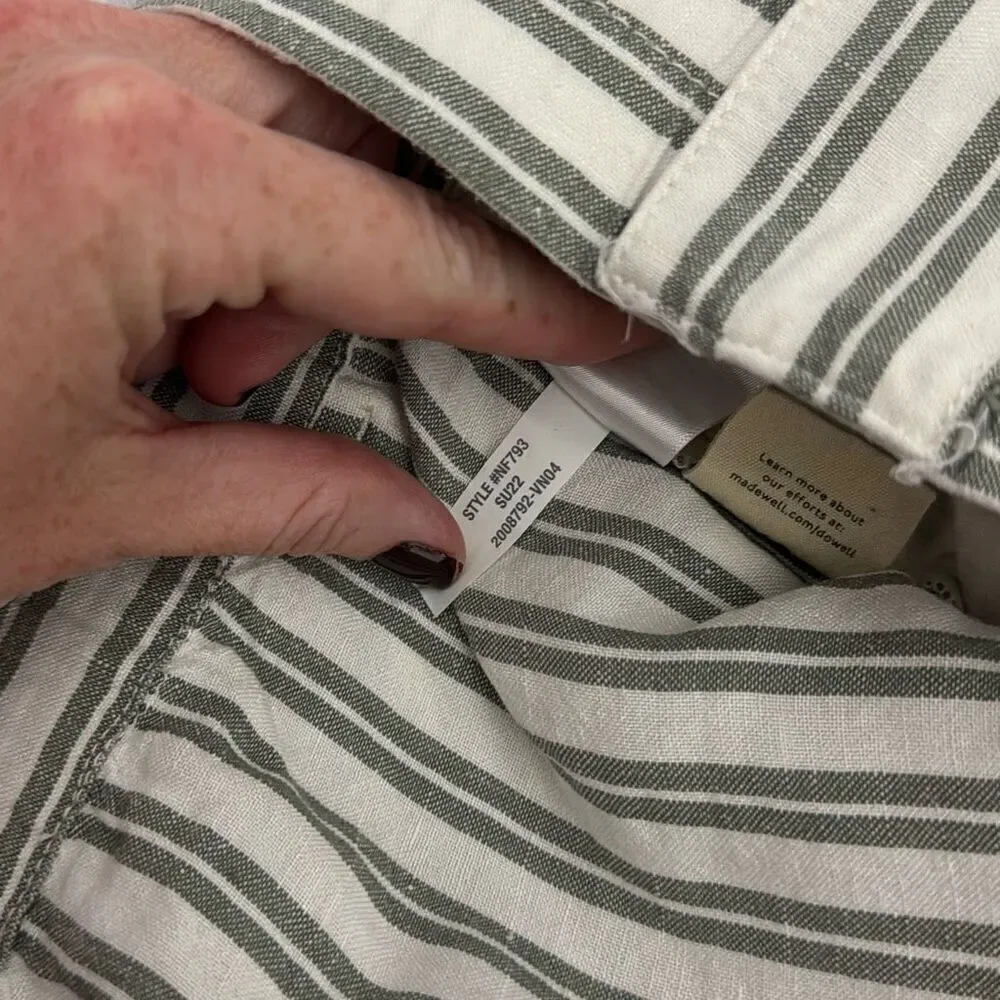 Madewell Linen-Blend Curved-Hem Shorts in Stripe 2X